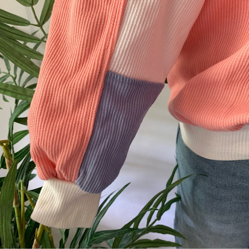 v i n t a g e :: Sporty Slouchy Ribbed Colorblock Sweatshirt NOS - Picture 9 of 13